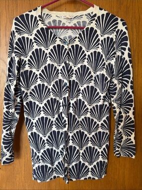 Merona Shell-Print Cardigan in Navy and White